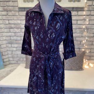 Bombshell Zip Dress - Navy/Purple & White Snake Print